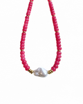 Pink Beads Pearl Choker