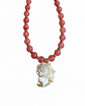 Coral Beads w Shell Necklace
