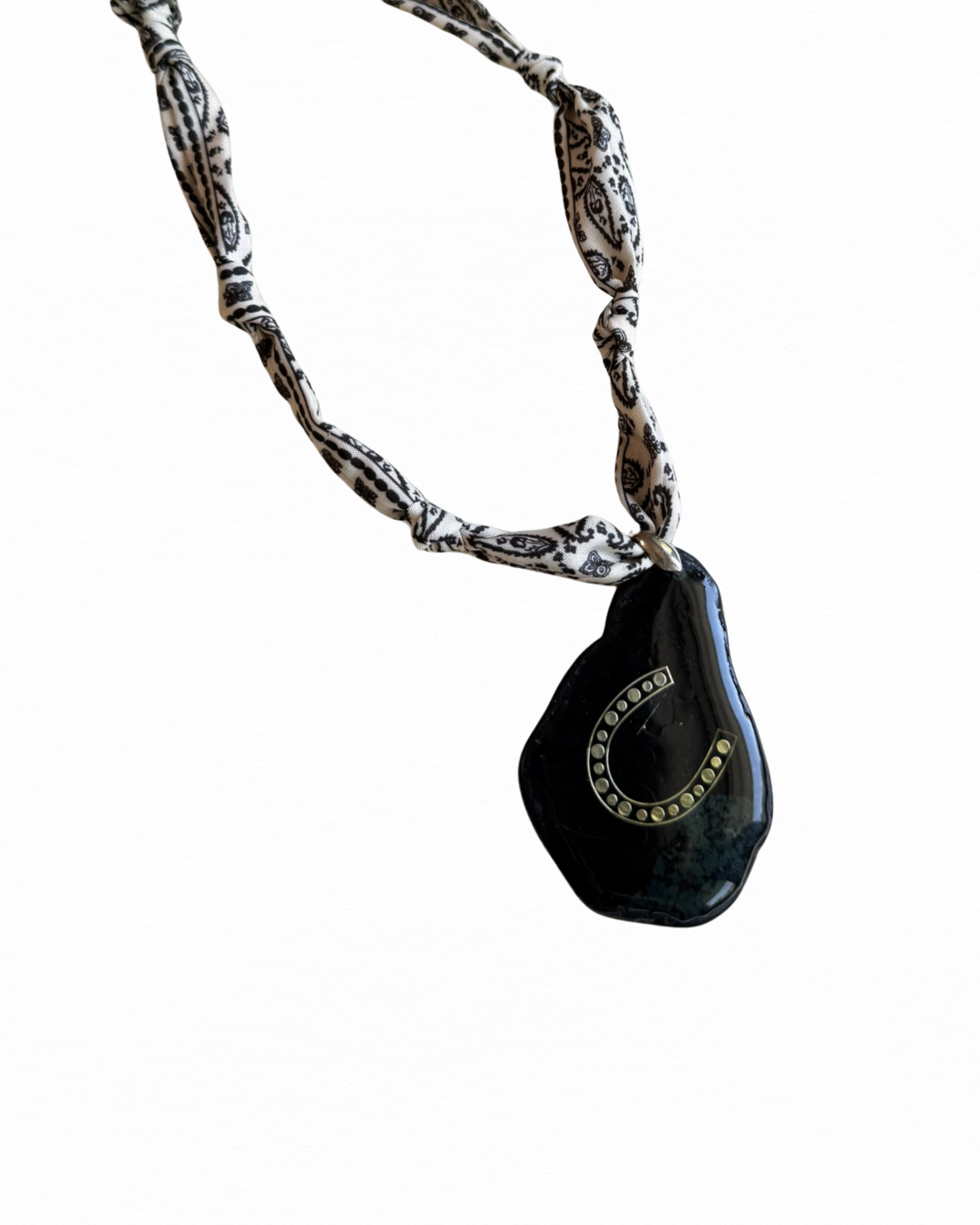 Black Stone Horseshoe Necklace